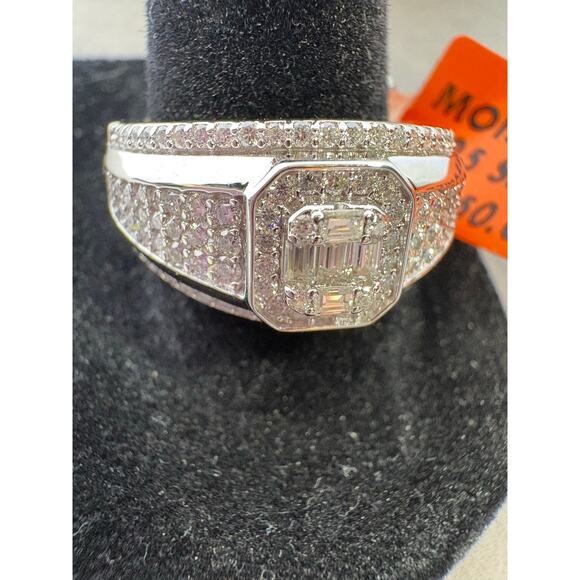 Brilliant Men's Moissanite Ring - 3CTW Sterling Silver - Picture 7 of 7